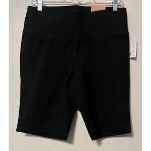 LIVI Lane Bryant Active Biker High Rise Knee Shorts 14/16 Inseam 10.5" Black NWT